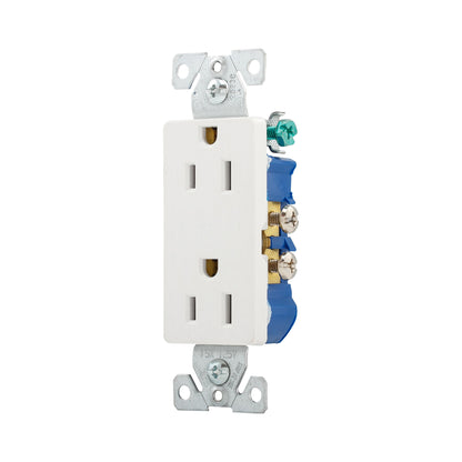 Eaton TR1107W 15A Tamper-Resistant White Residential Grade Decorator Duplex Receptacle