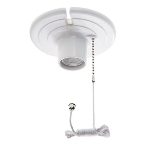 Pull Chain Lamp Holder, E26 Base, White