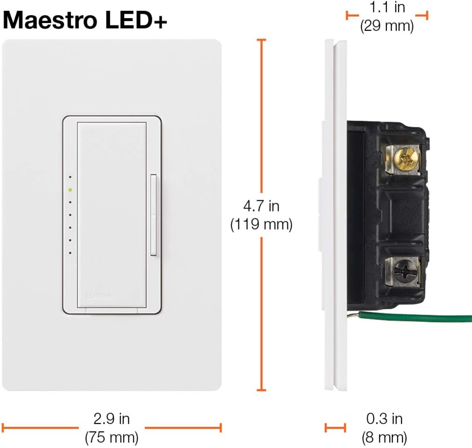Lutron MACL-153M-WH-C Maestro LED+ Dimmer Switch Single-Pole or Multi-Location White
