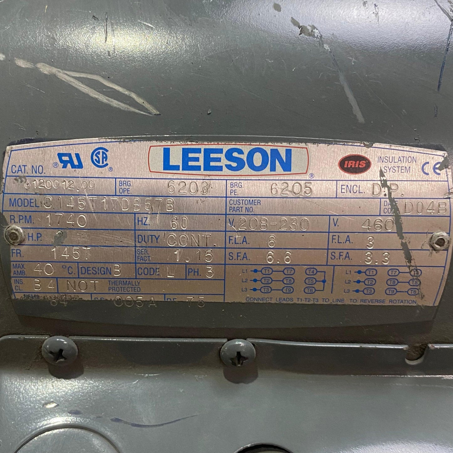 G12002.00 | Leeson AC Motor 2HP 1740RPM 145T Frame