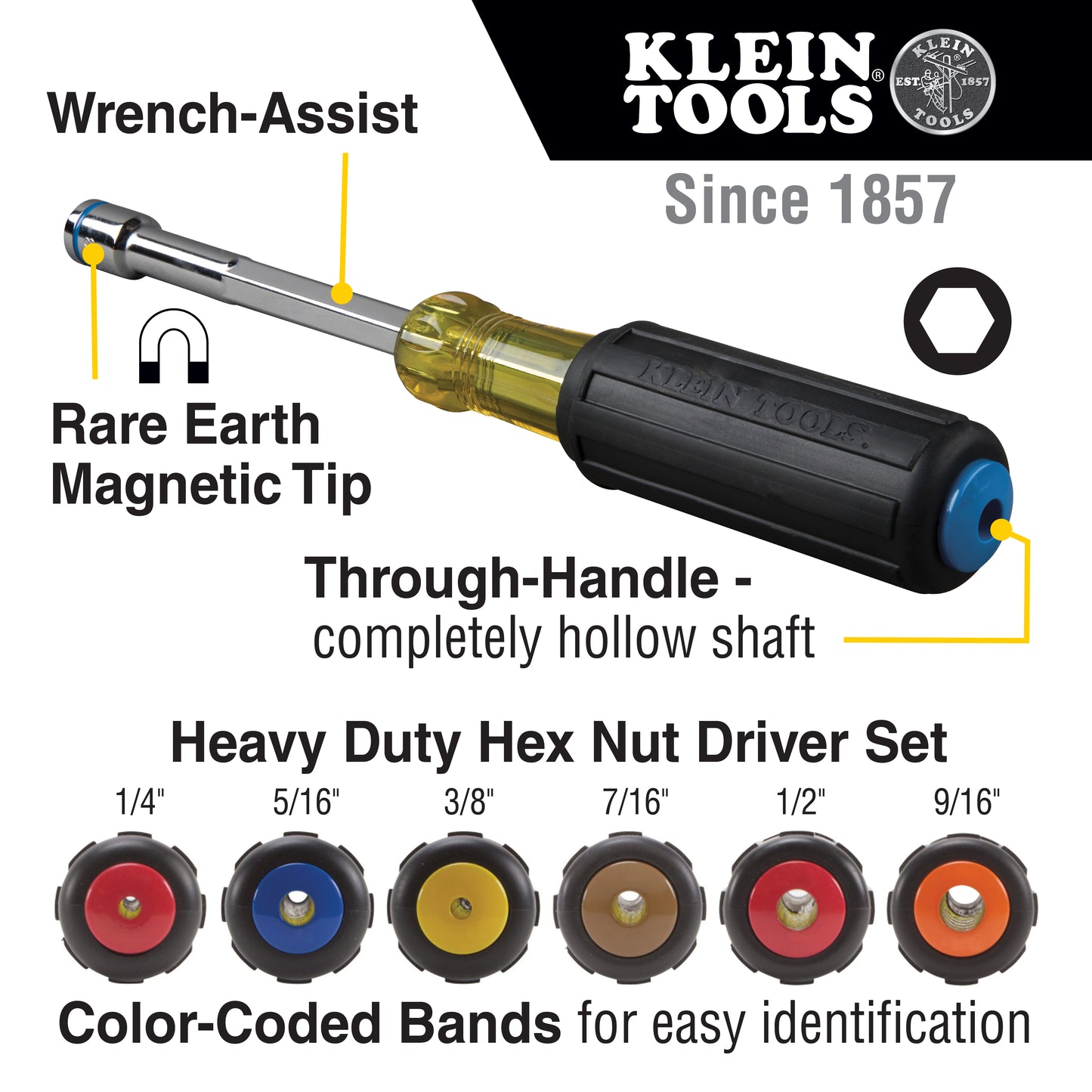 635-6 | Klein Tools 11/32-Inch Nut Driver, 6-Inch Shaft