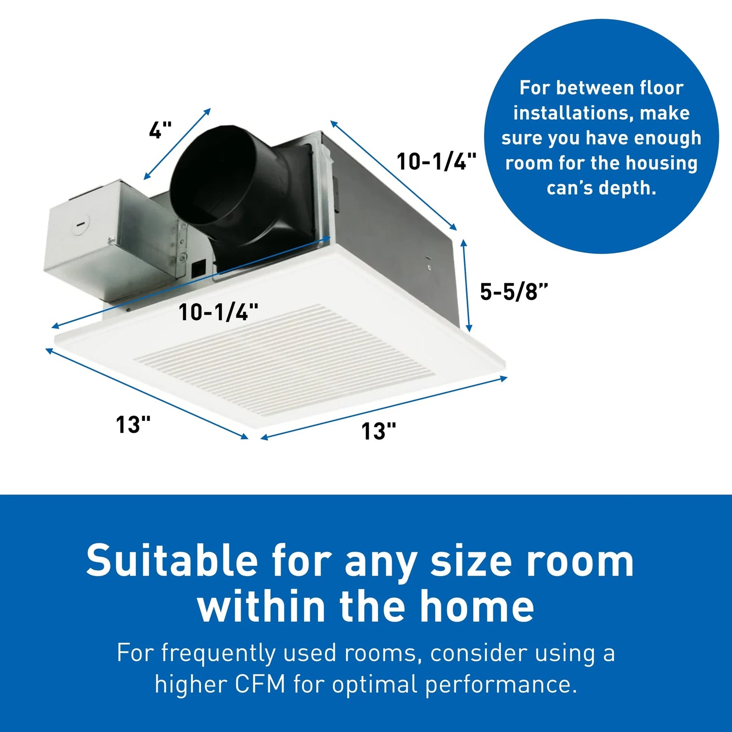 Panasonic FV-0511VF1 WhisperCeiling® DC™ Ventilation Fan, SmartFlow™ 50-80-110 CFM