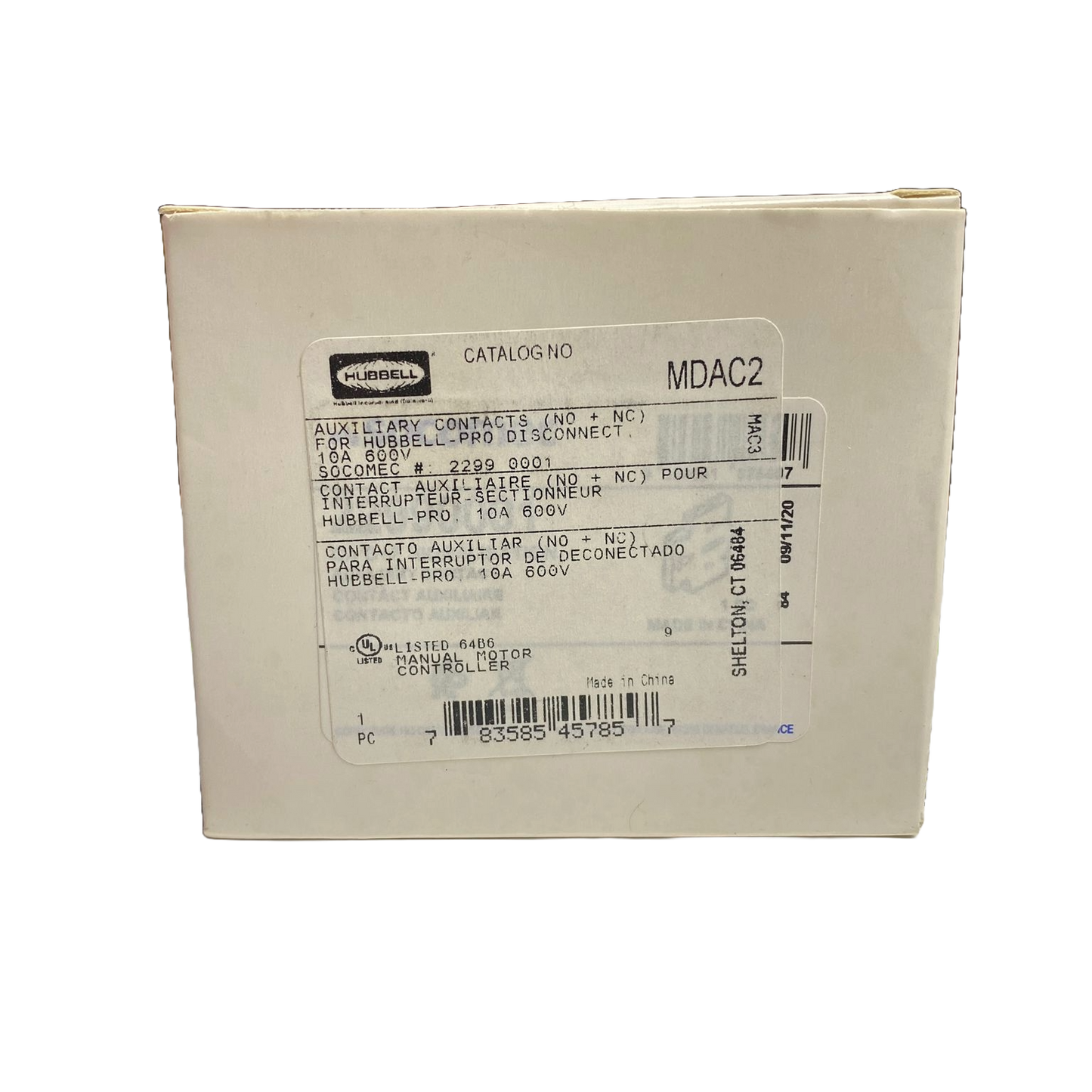 Hubbell MDAC2 Auxiliary Contact, NO/NC, Screw Mount