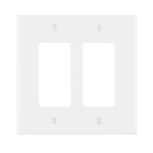 Leviton PJ262-W 2-Gang Decora/GFCI Device Wallplate, Midway Size, Thermoplastic Nylon, White