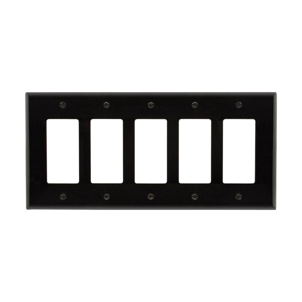 Placa de pared de tamaño mediano Decora de 5 unidades Eaton PJ265BK, color negro