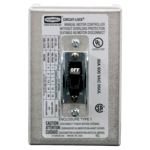 Hubbell HBL1379D Interrupteurs à bascule de qualité industrielle, sectionneurs de moteur, tripolaires, 30 A 600 V CA