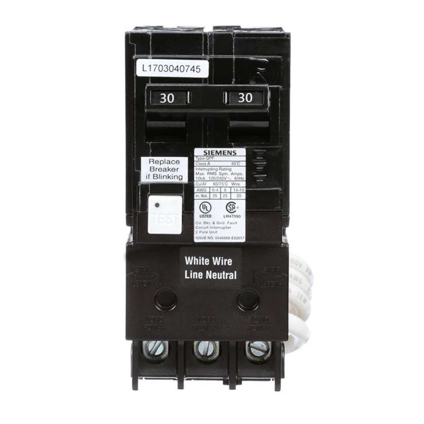 QF230A - Disjoncteur GFCI (défaut de terre) Siemens 30A