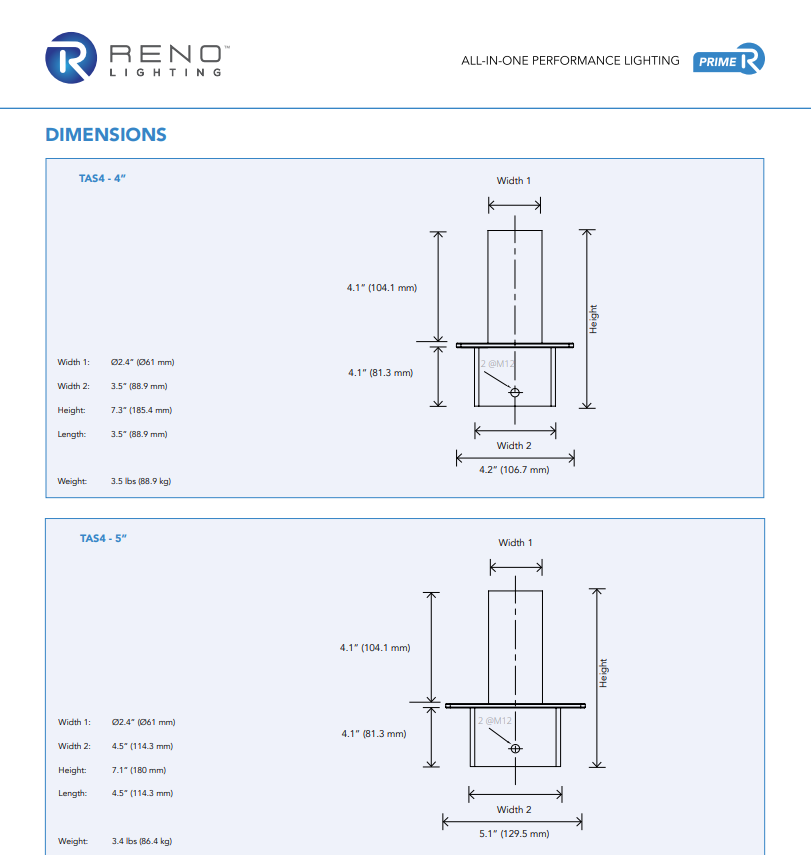 RENO POLE MOUNTING ADAPTORS SERIES Tenon Adaptor |Tenon | Square Pole Mounting
