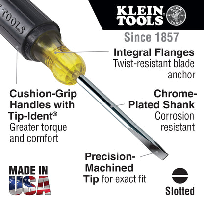 Klein Tools 605-6 1/4-Inch Cabinet Tip Screwdriver, Heavy Duty, 6-Inch