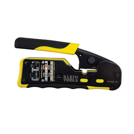 Klein Tools VDV226-110 Ratcheting Cable Crimper / Stripper / Cutter, for Pass-Thru™