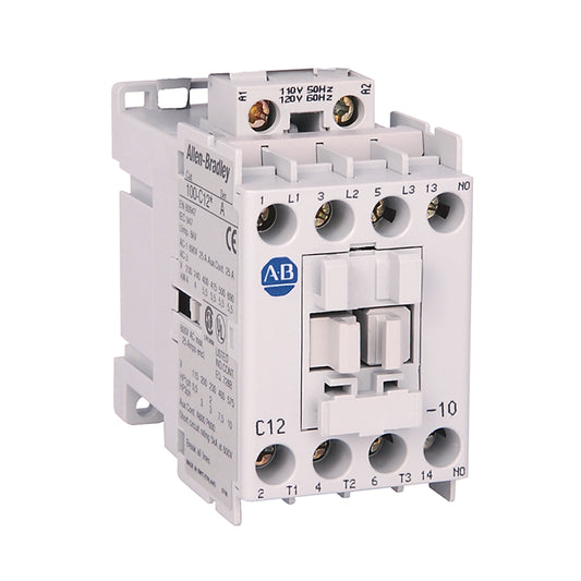 Allen-Bradley 100-C12D10 Contactor, IEC, 12A, 3-Pole, 120VAC Coil, 1NO Auxiliary Contact