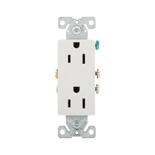 Eaton TR1107W 15A Tamper-Resistant White Residential Grade Decorator Duplex Receptacle