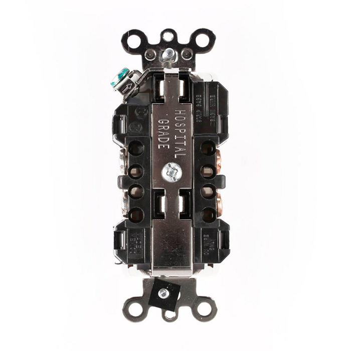 Leviton 16262-HGW Hospital-Grade Decora Duplex Receptacle, 15A, Self-Grounding (White)