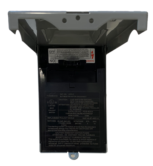 Interruptor de desconexión de CA extraíble Nesco ACD-2 de 60 A, NEMA 3R, sin fusibles