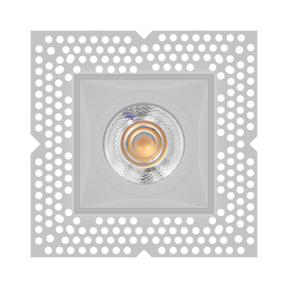 Square recessed ceiling light with mud-in plate on a white background