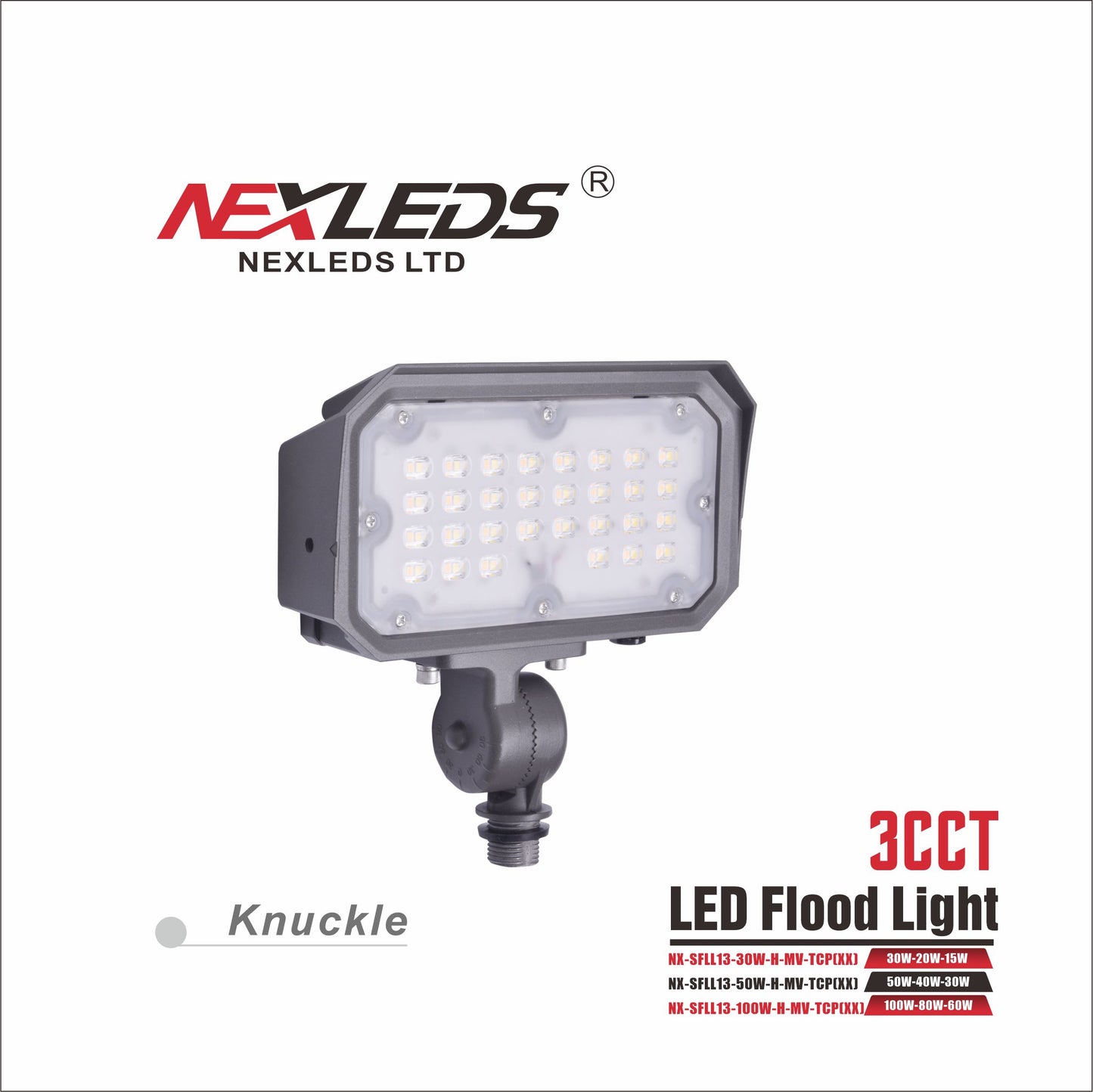 Nexleds LED Floodlight Multi Wattage, 3CCT, 120V-347V