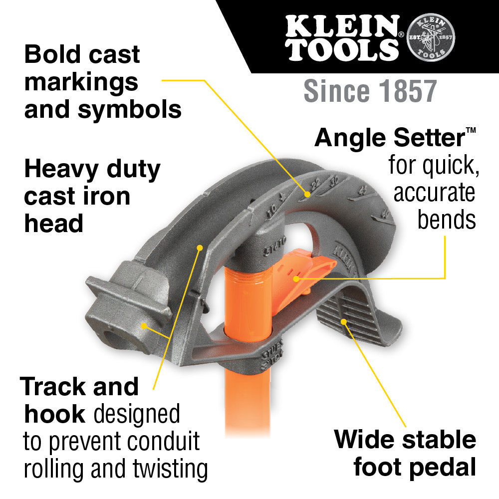 Klein Tools 51605 Iron Conduit Bender Full Assembly, 1-Inch EMT with Angle Setter™