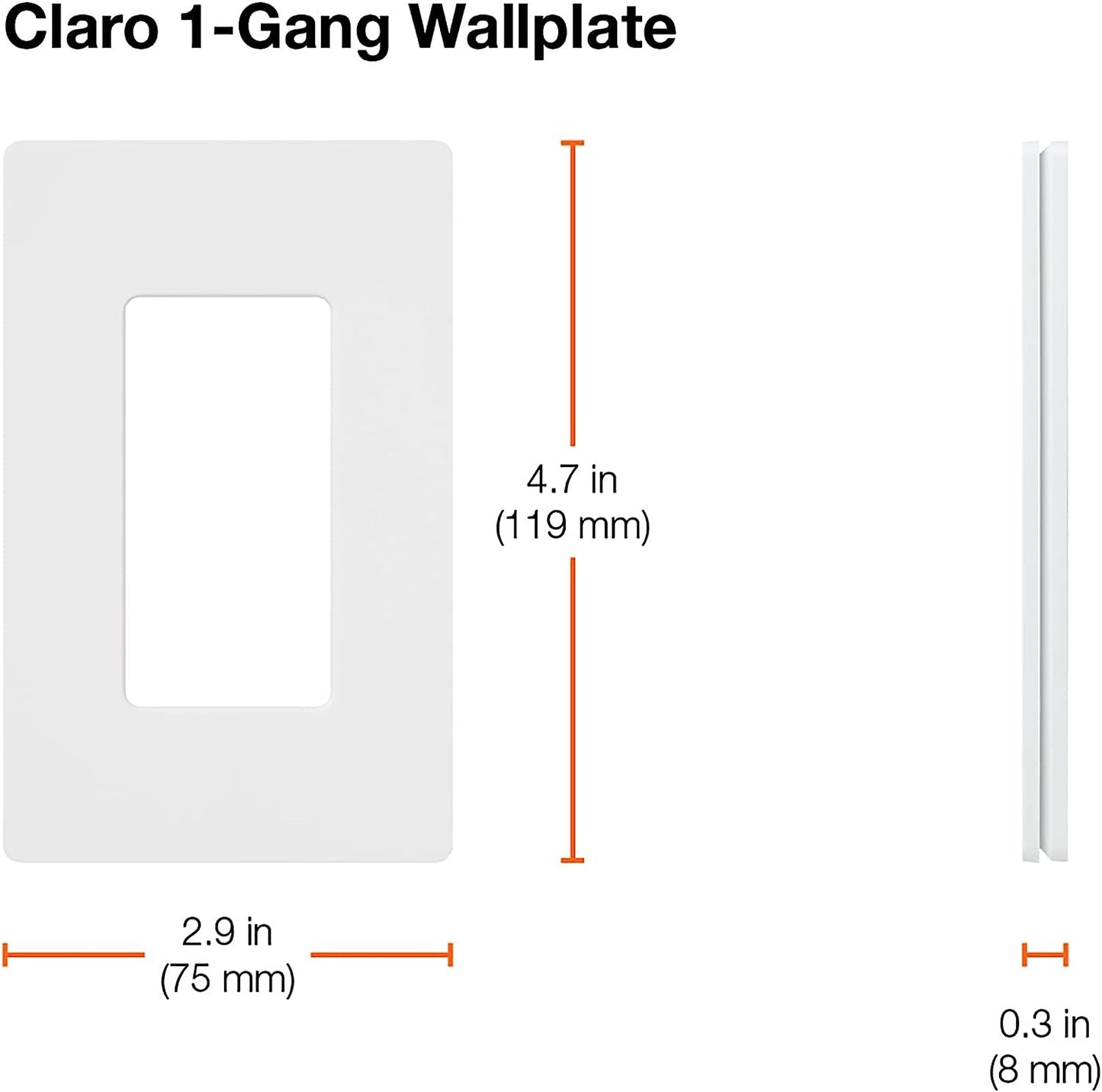 Lutron Claro 1 Gang Wallplate, Gloss White