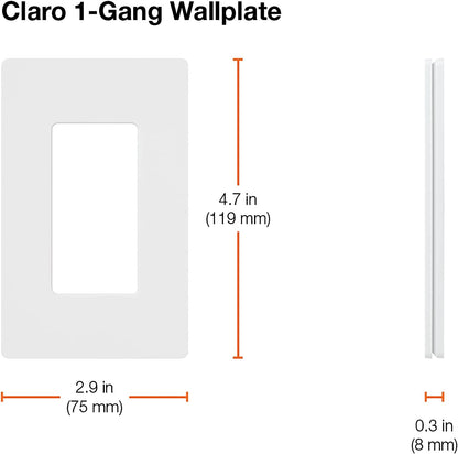 Lutron CW-1-WH Claro 1 Gang Wallplate, Gloss White
