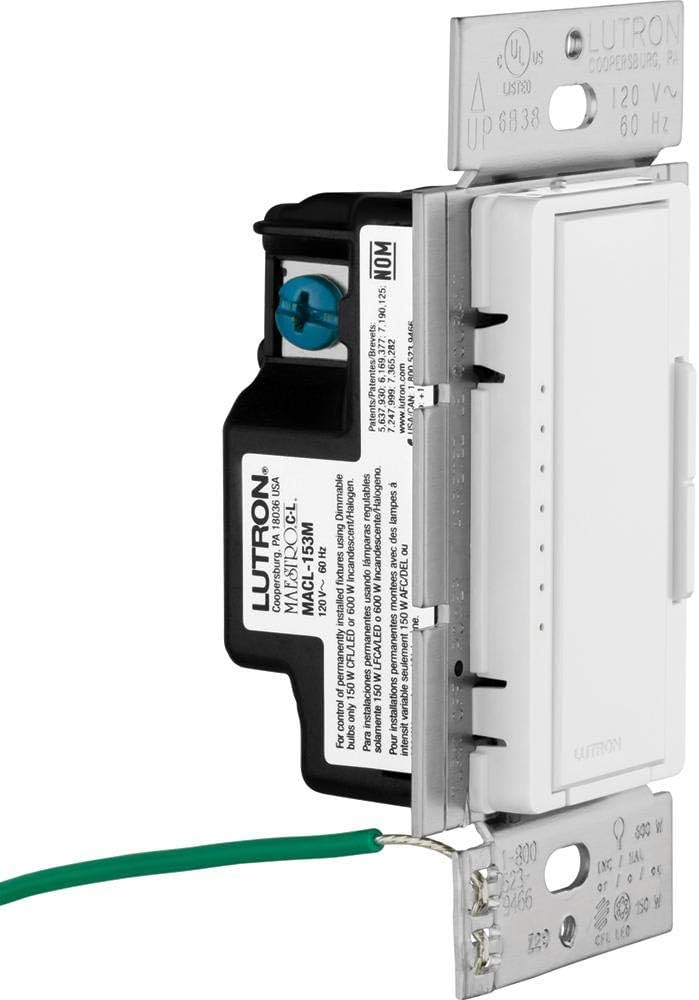 Lutron MACL-153M-WH-C Maestro LED+ Dimmer Switch Single-Pole or Multi-Location White