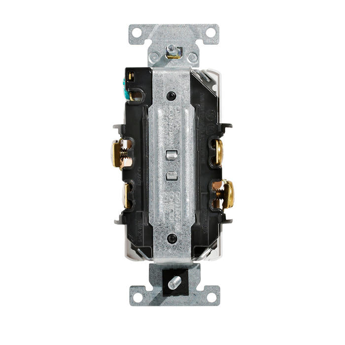Rear view of Leviton 5262-IG 15 Amp Isolated Ground Duplex Receptacle