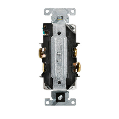 Rear view of Leviton 5262-IG 15 Amp Isolated Ground Duplex Receptacle