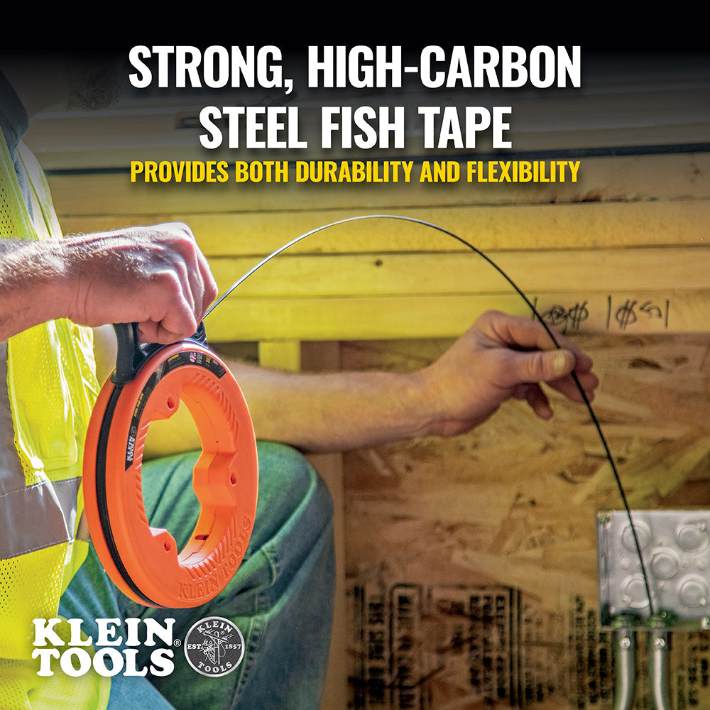 Klein Tools 56331 Steel Fish Tape, 1/8-Inch x 50-Foot