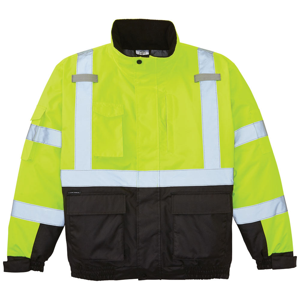60501 | Klein Tools High‑Visibility Winter Bomber Jacket, ANSI Type R Class 3