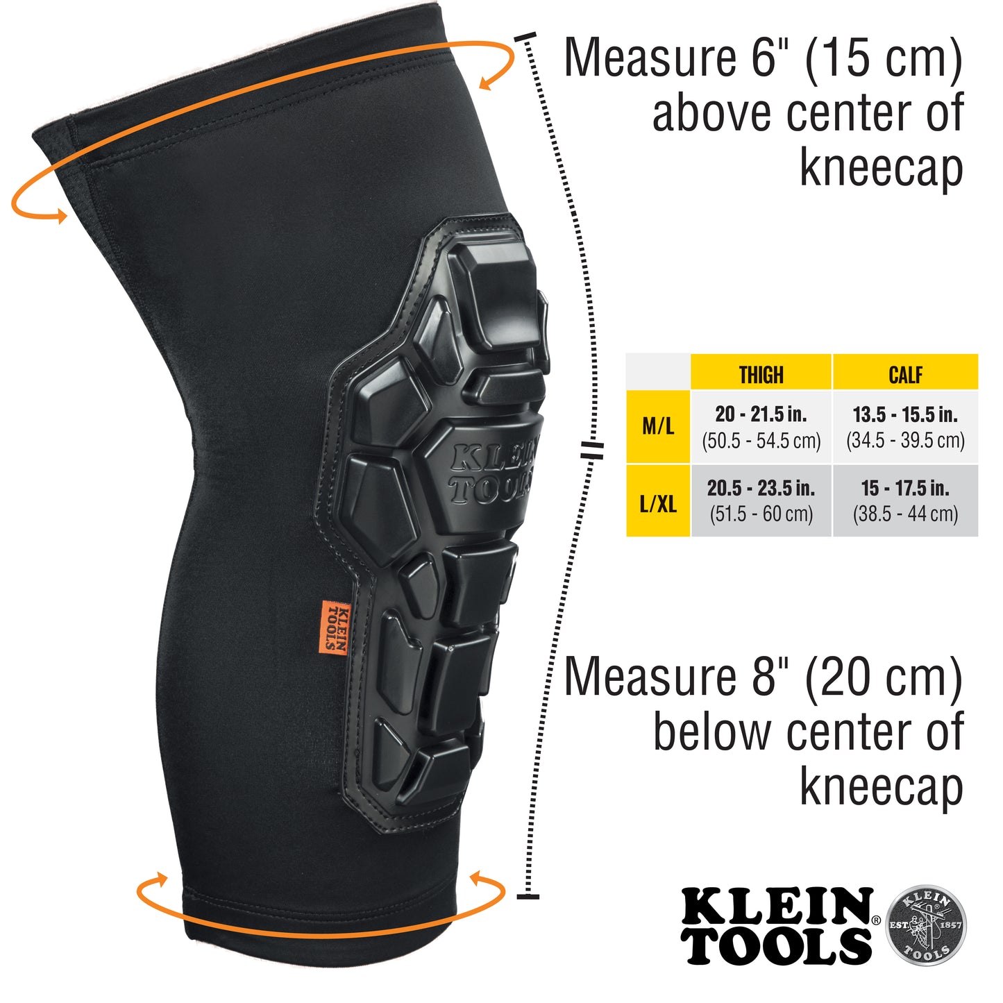 Klein Tools 60611 Heavy Duty Knee Pad Sleeves, L/XL