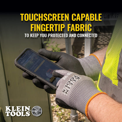 Klein Tools 60585 Knit Dipped Gloves, Cut Level A2, Touchscreen, Large, 2-Pair