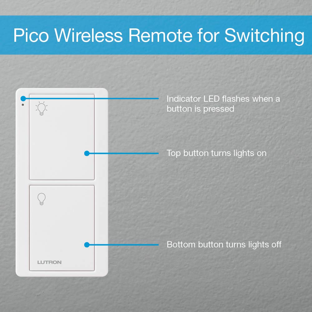 Lutron P-PKG1WS-WH-C Caséta On/Off Smart Switch Kit with Remote 3-Way