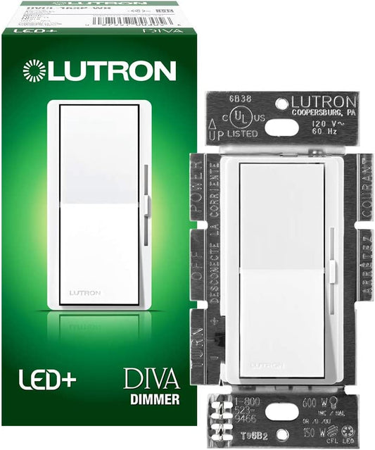 Lutron DVCL-153P-WHC Diva LED+ Dimmer Switch for Dimmable LED
