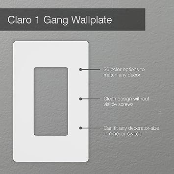 Lutron Claro 1 Gang Wallplate, Gloss White