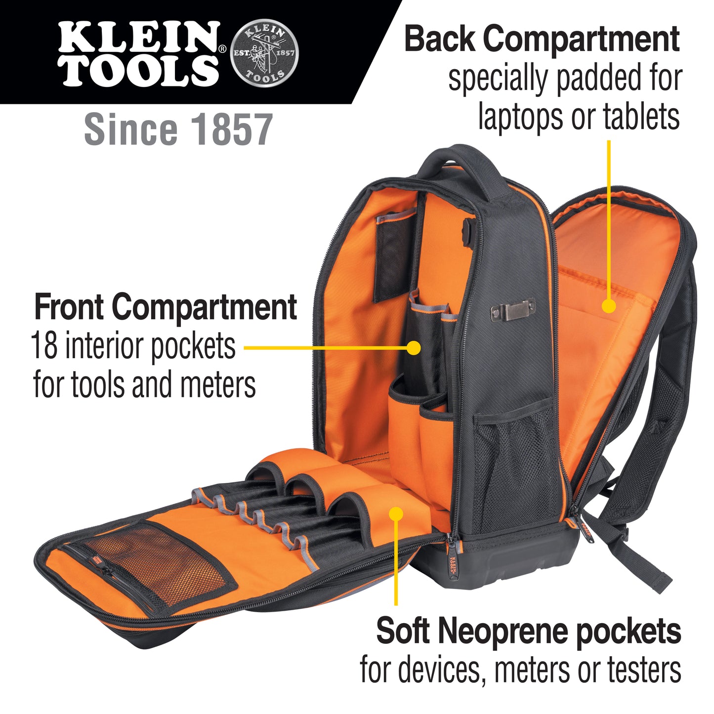 62805BPTECH | Klein Tools Tradesman Pro™ XL Tech Tool Bag Backpack, 28 Pockets