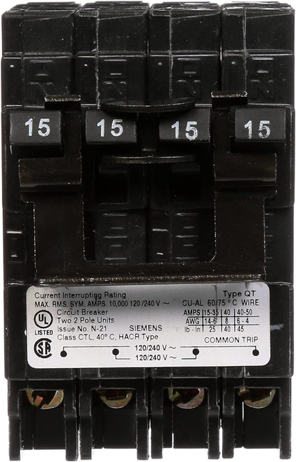 Q21515CTNC - Siemens 15/15/15 Amp Quad Circuit Breaker