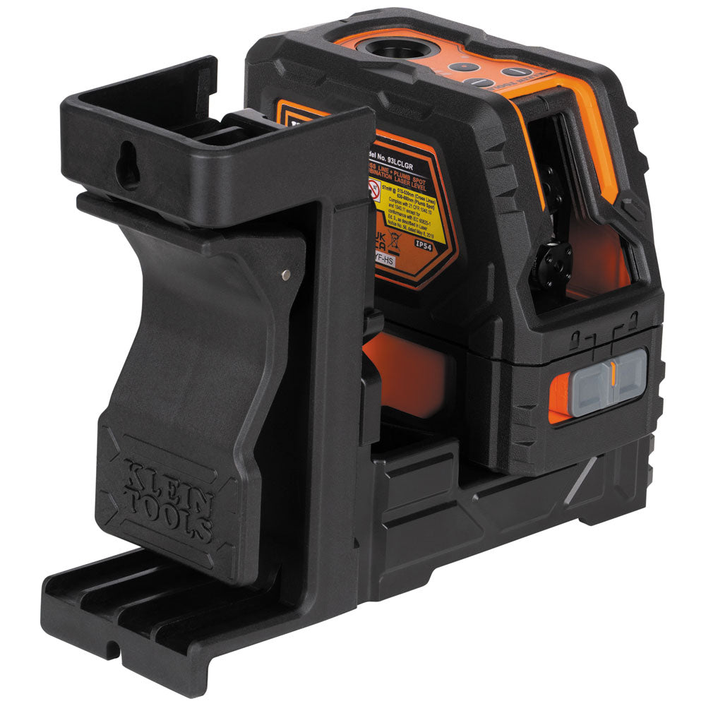 93LCLGR | Klein Tools Rechargeable Green Cross-Line Laser Level with Red Plumb, 165 ft