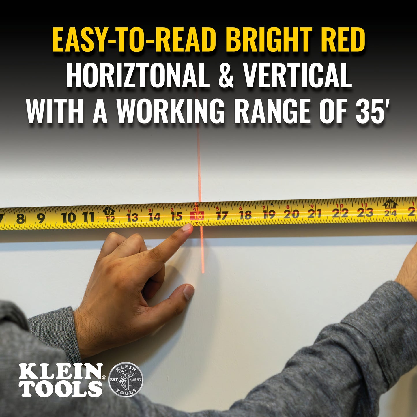 93MCLS | Klein Tools Red Compact Cross-Line Self-Leveling Laser Level, 35ft