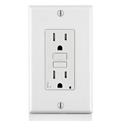 Leviton AFTR1-W 15 Amp, Tamper-Resistant AFCI Outlet with LED Indicator Light