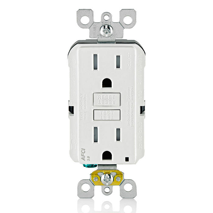 Leviton AFTR1-W 15 Amp, Tamper-Resistant AFCI Outlet with LED Indicator Light