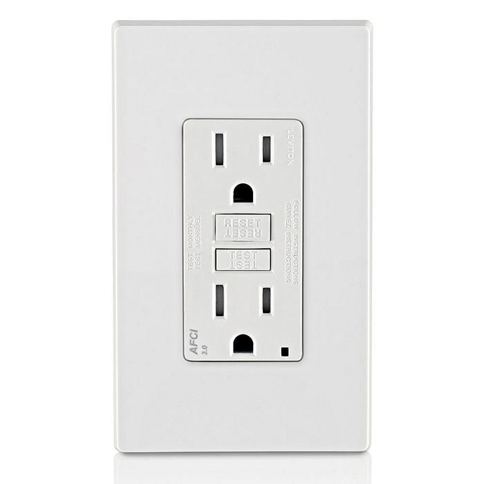 Leviton AFTR1-W 15 Amp, Tamper-Resistant AFCI Outlet with LED Indicator Light