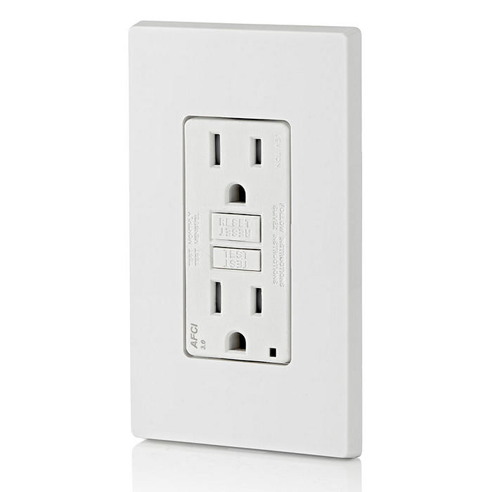 Leviton AFTR1-W 15 Amp, Tamper-Resistant AFCI Outlet with LED Indicator Light