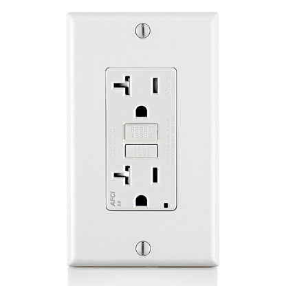 Leviton AFTR2-W 20 Amp, Tamper-Resistant AFCI Outlet with LED Indicator Light