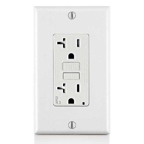 Leviton AFTR2-W 20 Amp, Tamper-Resistant AFCI Outlet with LED Indicator Light