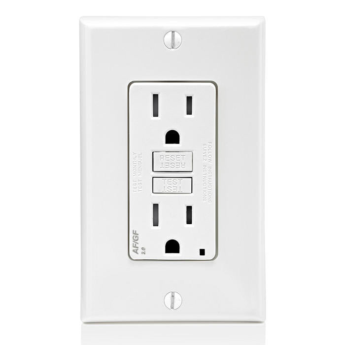 Leviton AGTR1-W Tamper-Resistant Dual-Function AFCI/GFCI Outlet with LED Indicator Light, 15 Amp, White