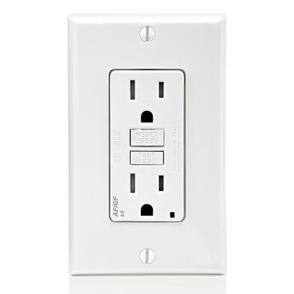 Leviton AGTR1-W Tamper-Resistant Dual-Function AFCI/GFCI Outlet with LED Indicator Light, 15 Amp, White