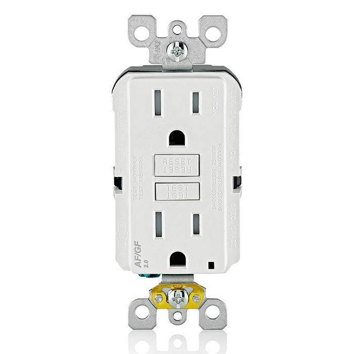 Leviton AGTR1-W Tamper-Resistant Dual-Function AFCI/GFCI Outlet with LED Indicator Light, 15 Amp, White