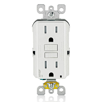 Leviton AGTR1-W Tamper-Resistant Dual-Function AFCI/GFCI Outlet with LED Indicator Light, 15 Amp, White