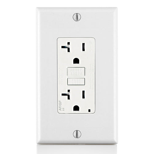 Leviton AGTR2-W 20 Amp, Self Test, Tamper-Resistant Dual-Function AFCI/GFCI Outlet with LED Indicator Light