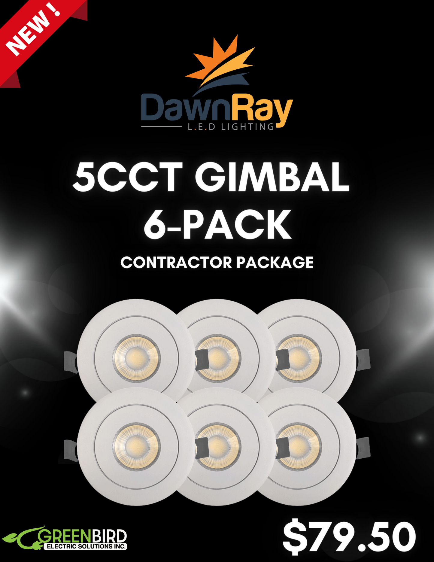 Dawnray CP04GR-WH 4" LED Slim Gimbal Round - 6pcs in One Pack