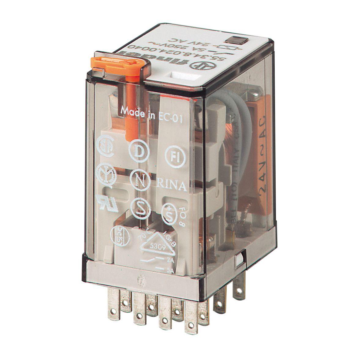 Finder 55.34.8.120.0040 Power Relay, 4PDT, 120VAC, 7A